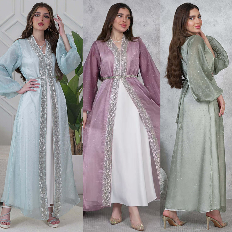2 pçs vestido feminino muçulma - Embroidery Kebaya avaliação e preço