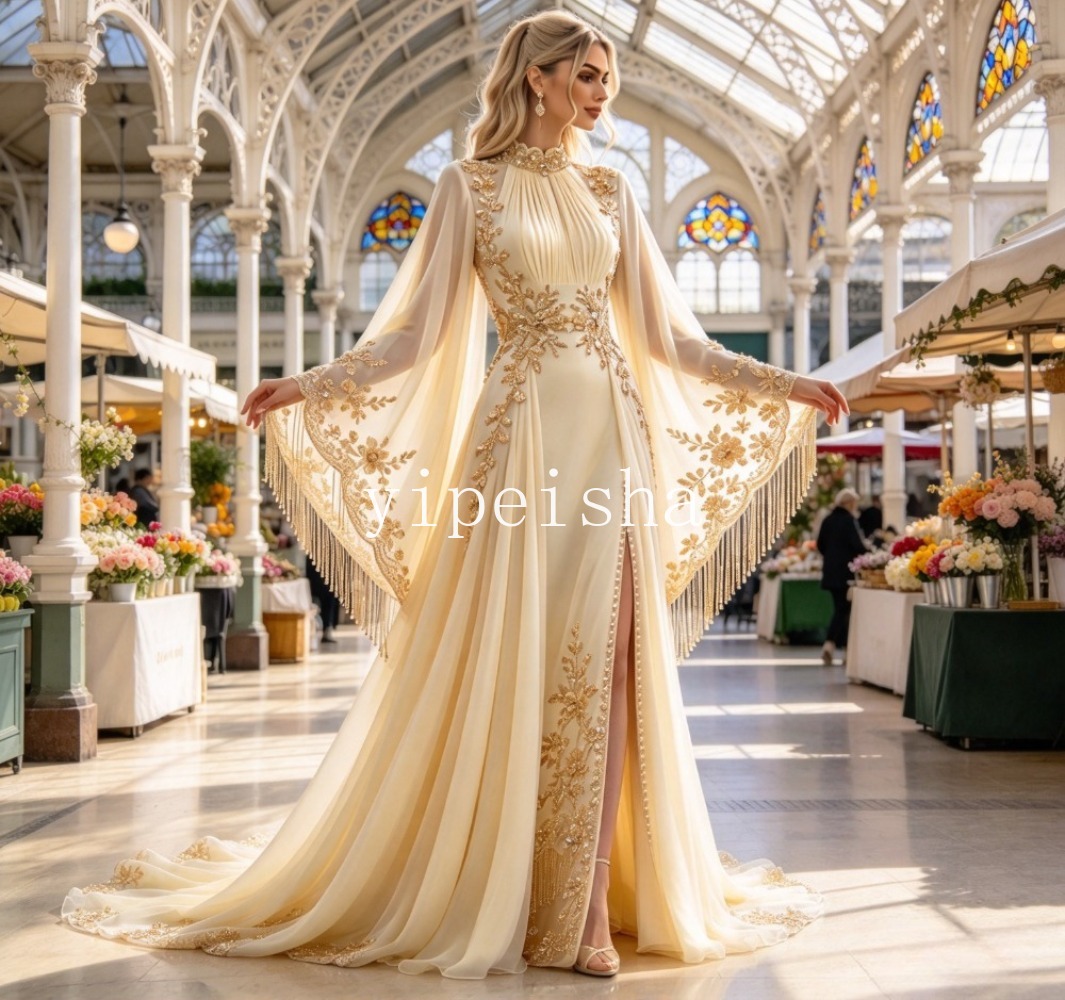 Vestido de Noite Personalizado - Embroidery Yellow Dress avaliação e preço