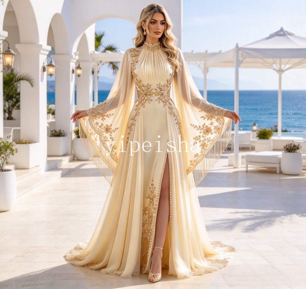 Vestido de Noite Personalizado - Embroidery Yellow Dress avaliação e preço