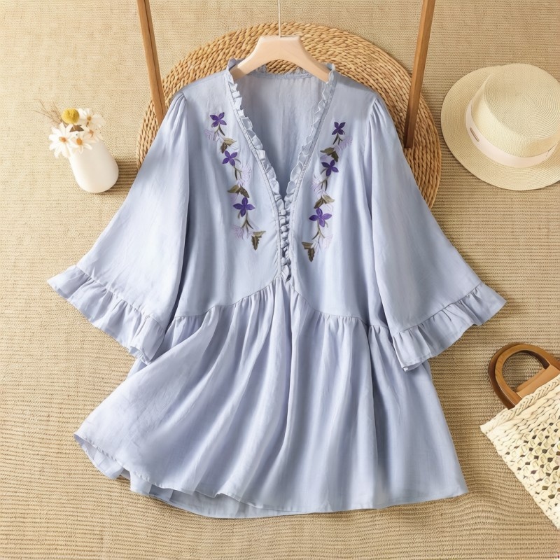 Camisa Elegante de Algodão e L - Embroidery Cotton Shirt avaliação e preço