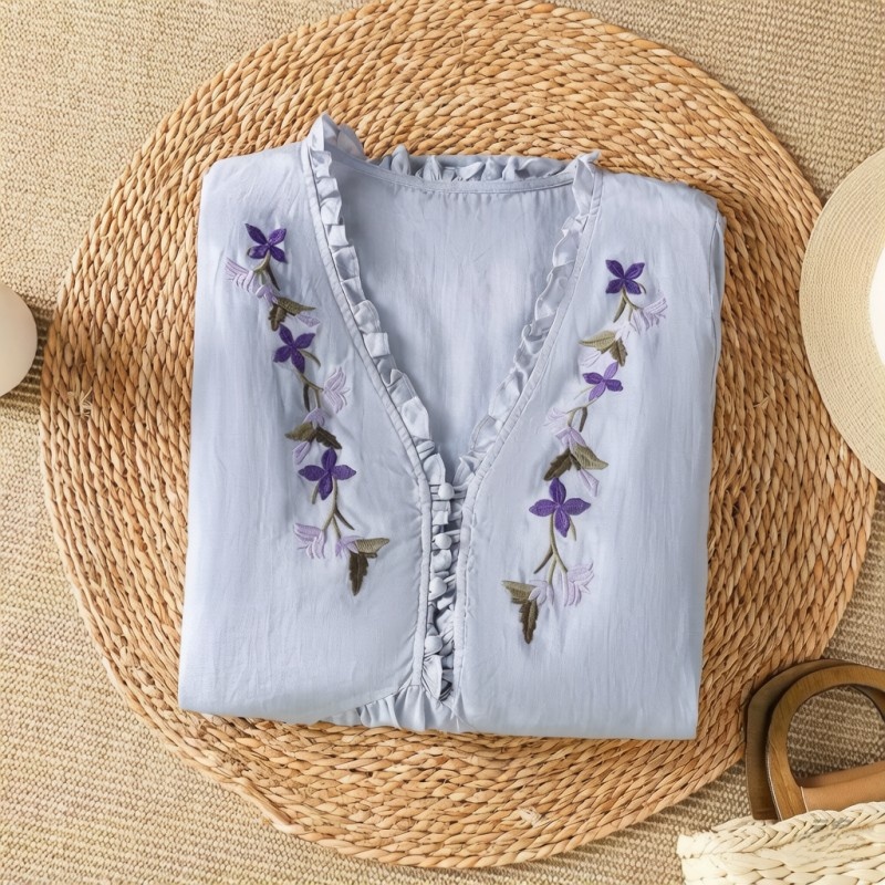 Camisa Elegante de Algodão e L - Embroidery Cotton Shirt avaliação e preço